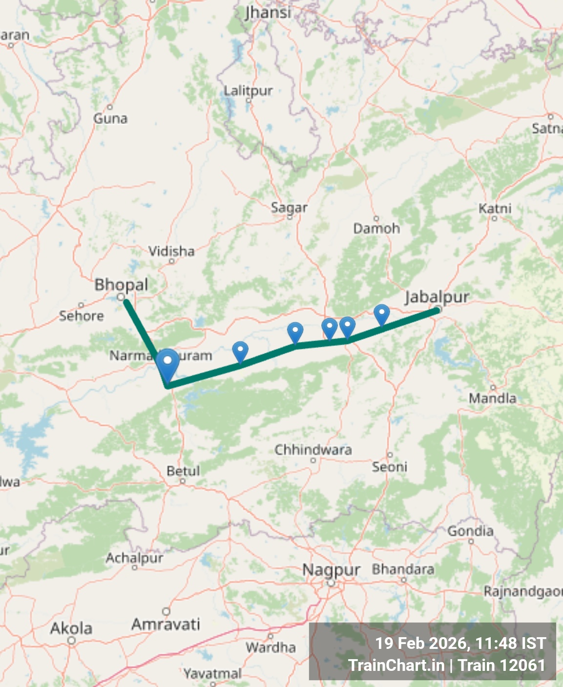 train 12061 map
