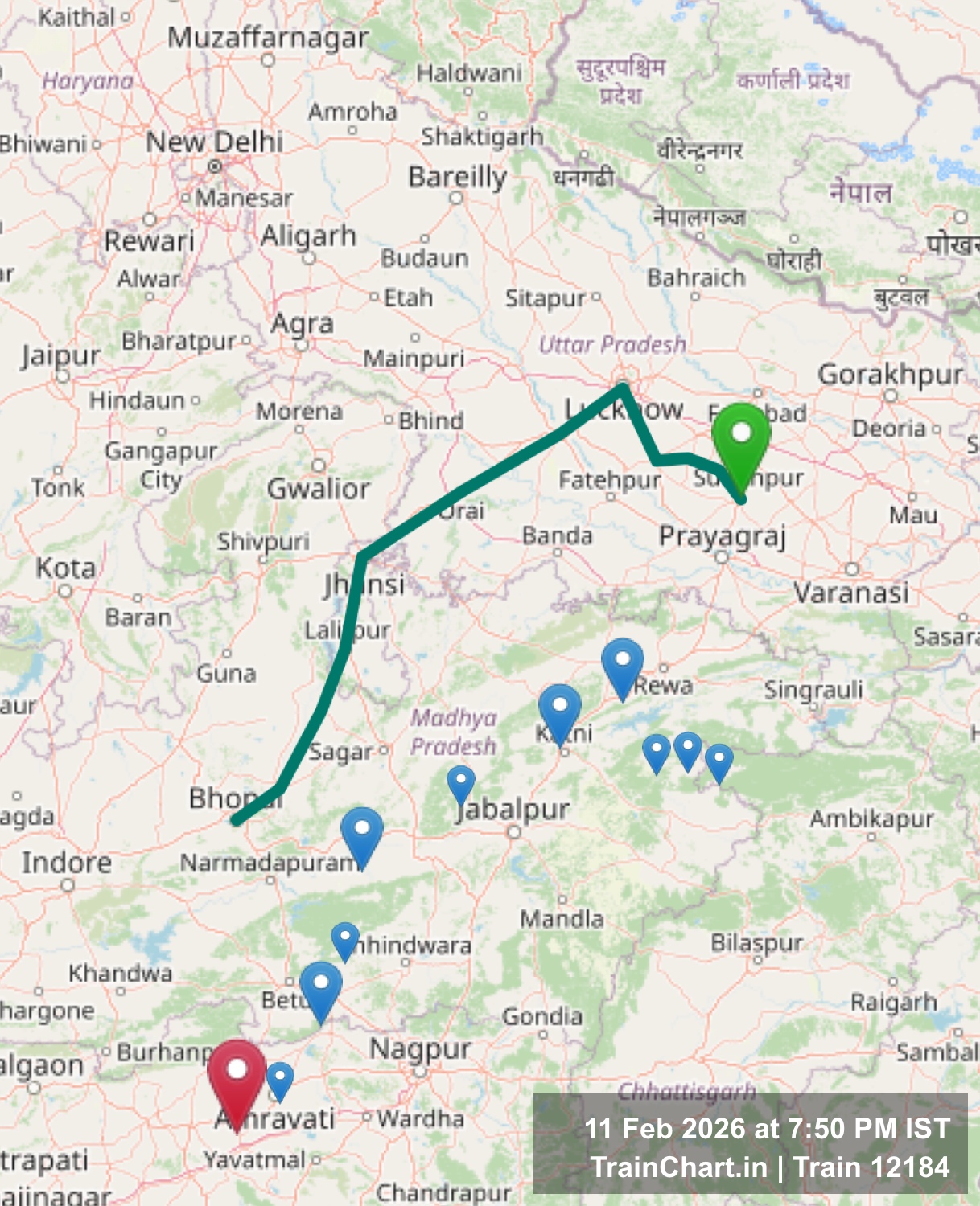 train 12184 map