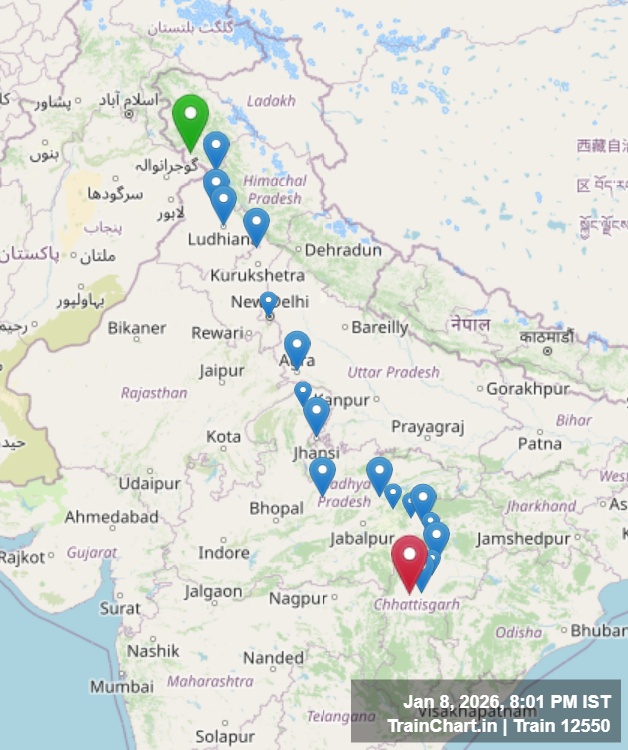train 12550 map