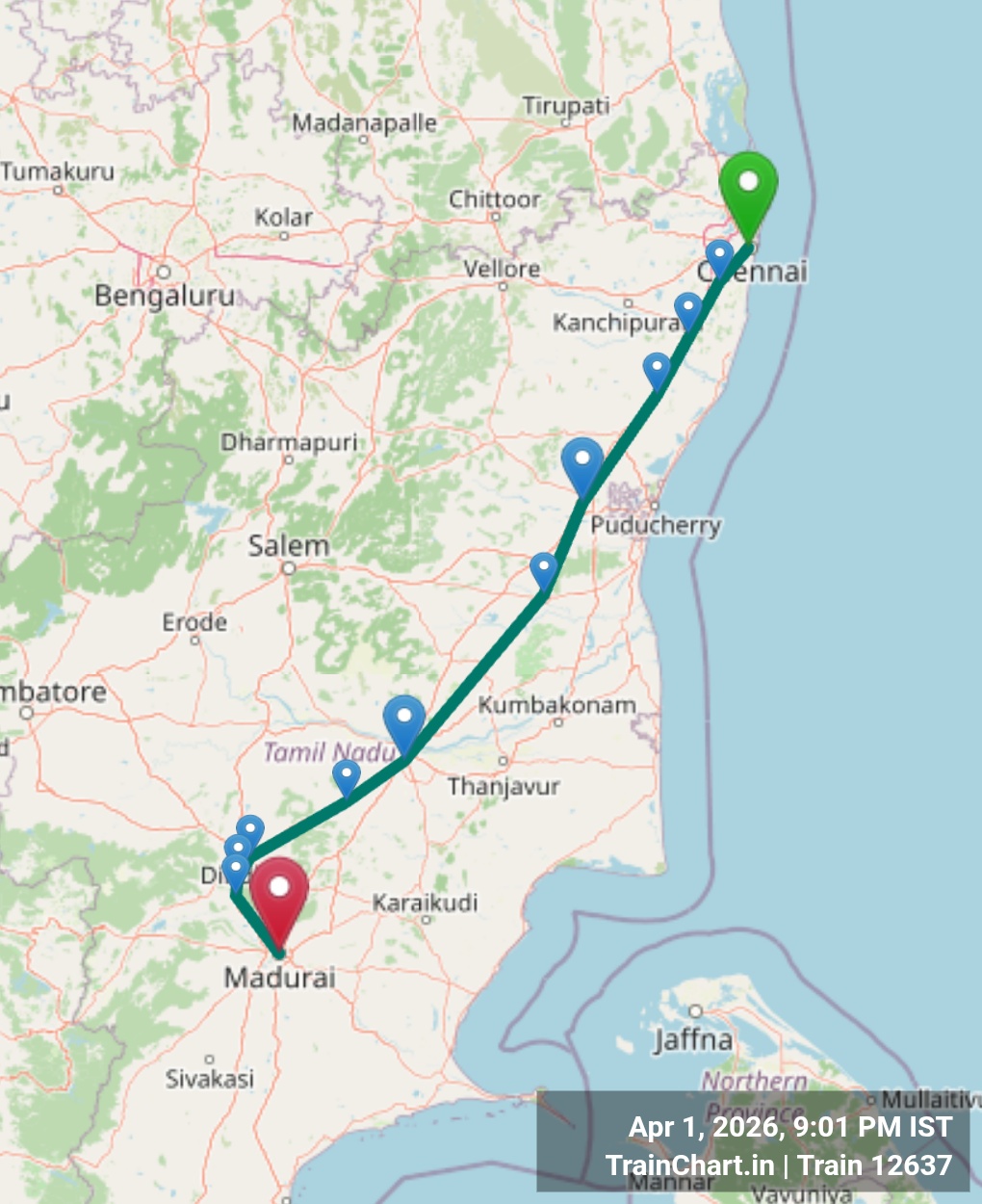 train 12637 map