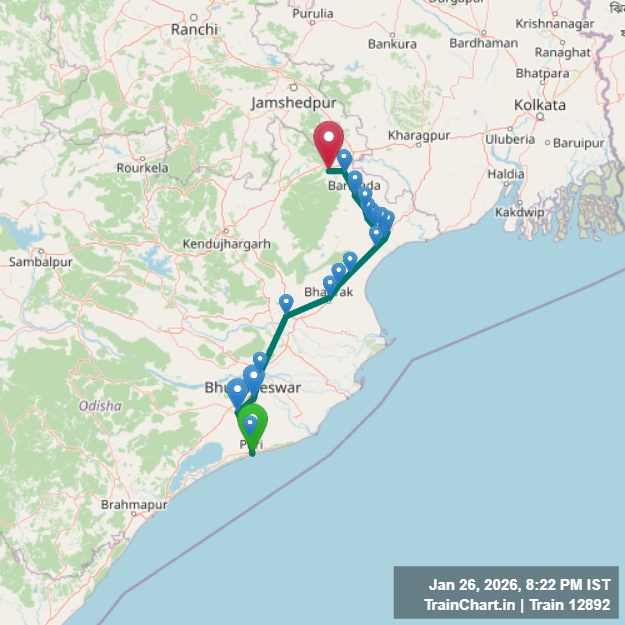 train 12892 map