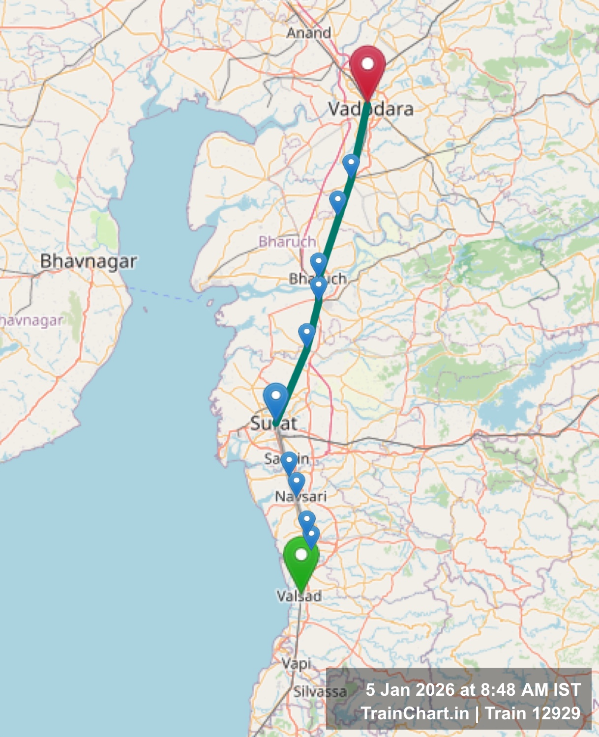 train 12929 map