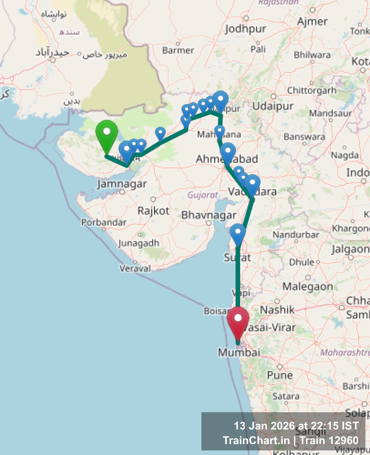 train 12960 map