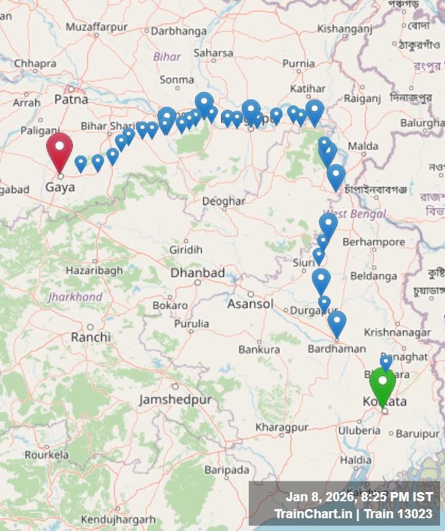 train 13023 map