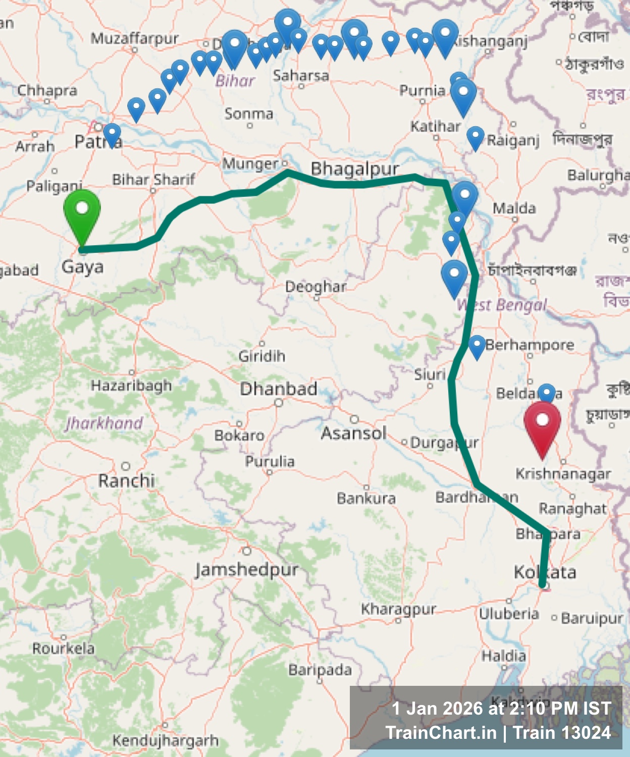 train 13024 map