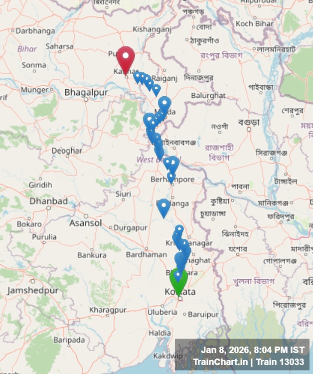 train 13033 map