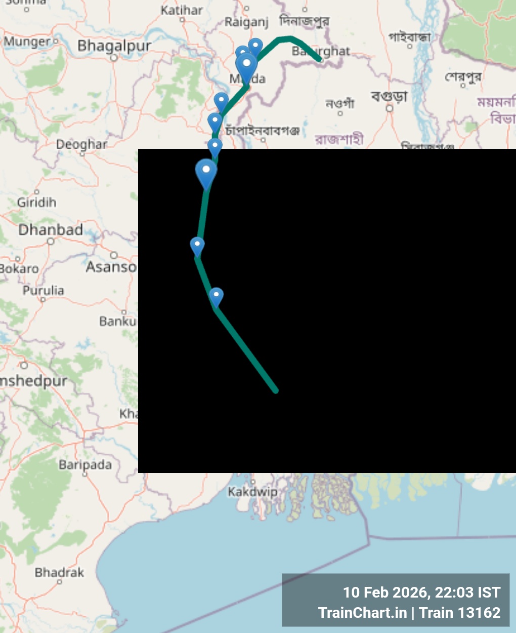 train 13162 map