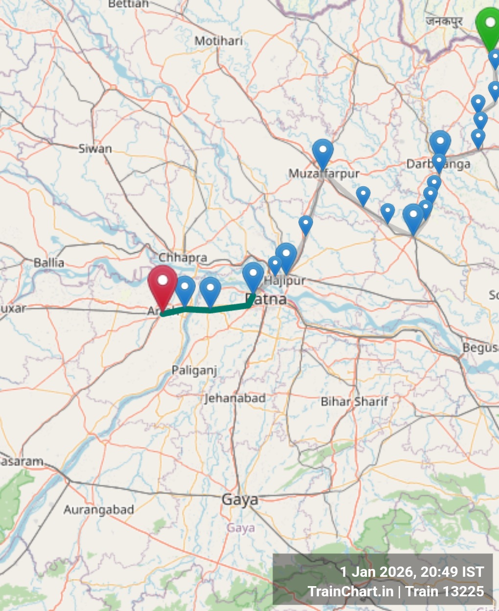 train 13225 map