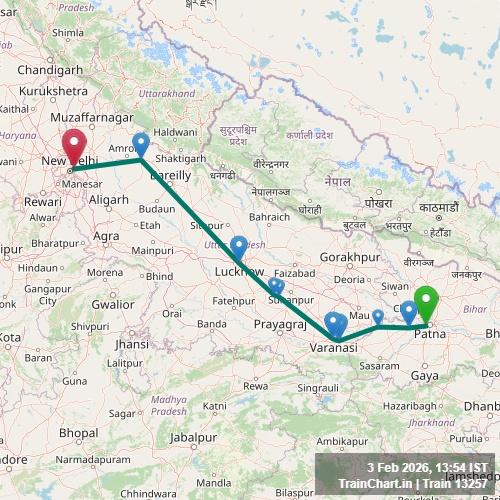 train 13257 map