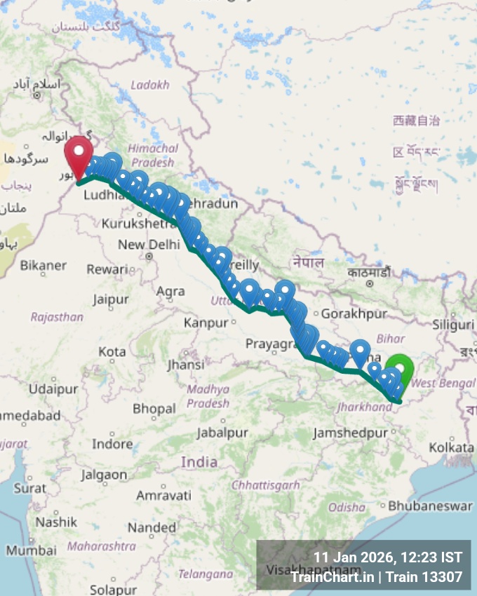 train 13307 map