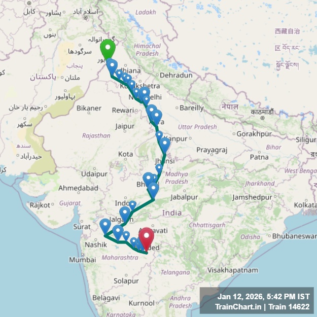 train 14622 map