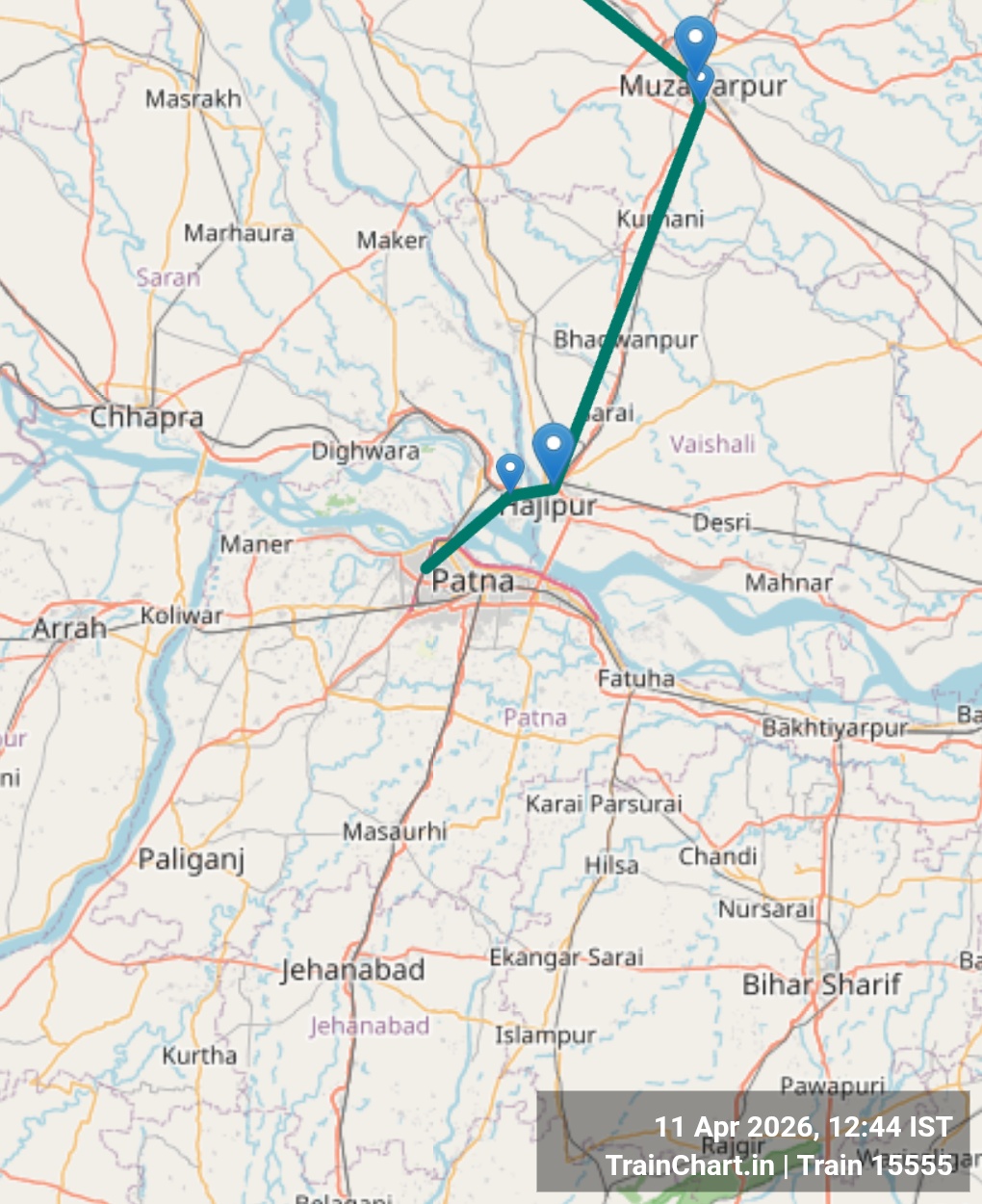 train 15555 map