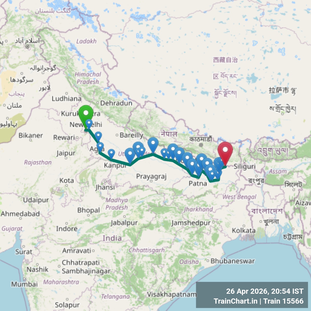 train 15566 map