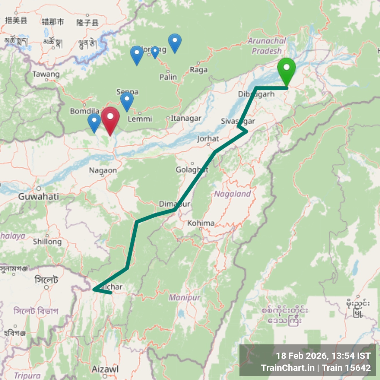 train 15642 map