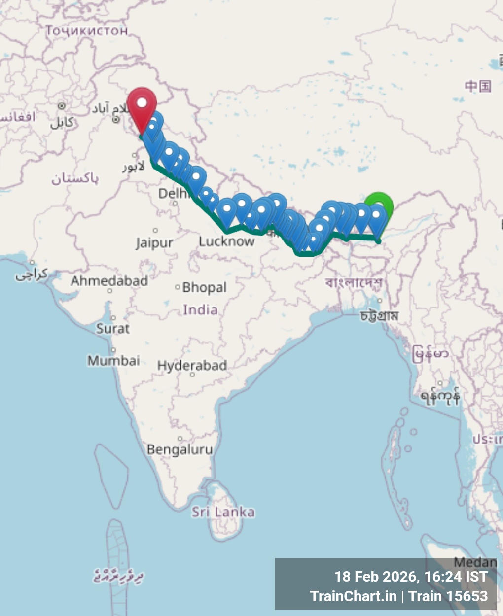 train 15653 map