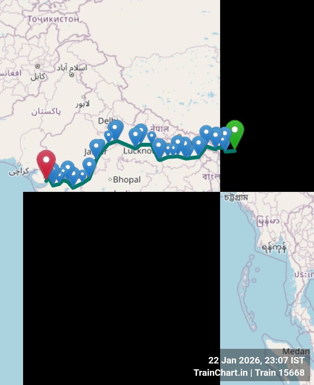 train 15668 map