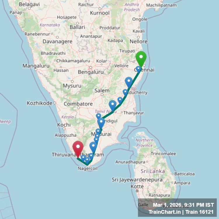 train 16121 map