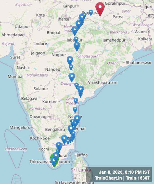 train 16367 map
