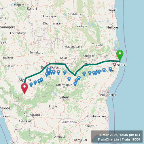 train 16551 map