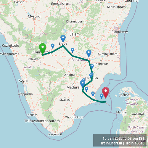 train 16618 map