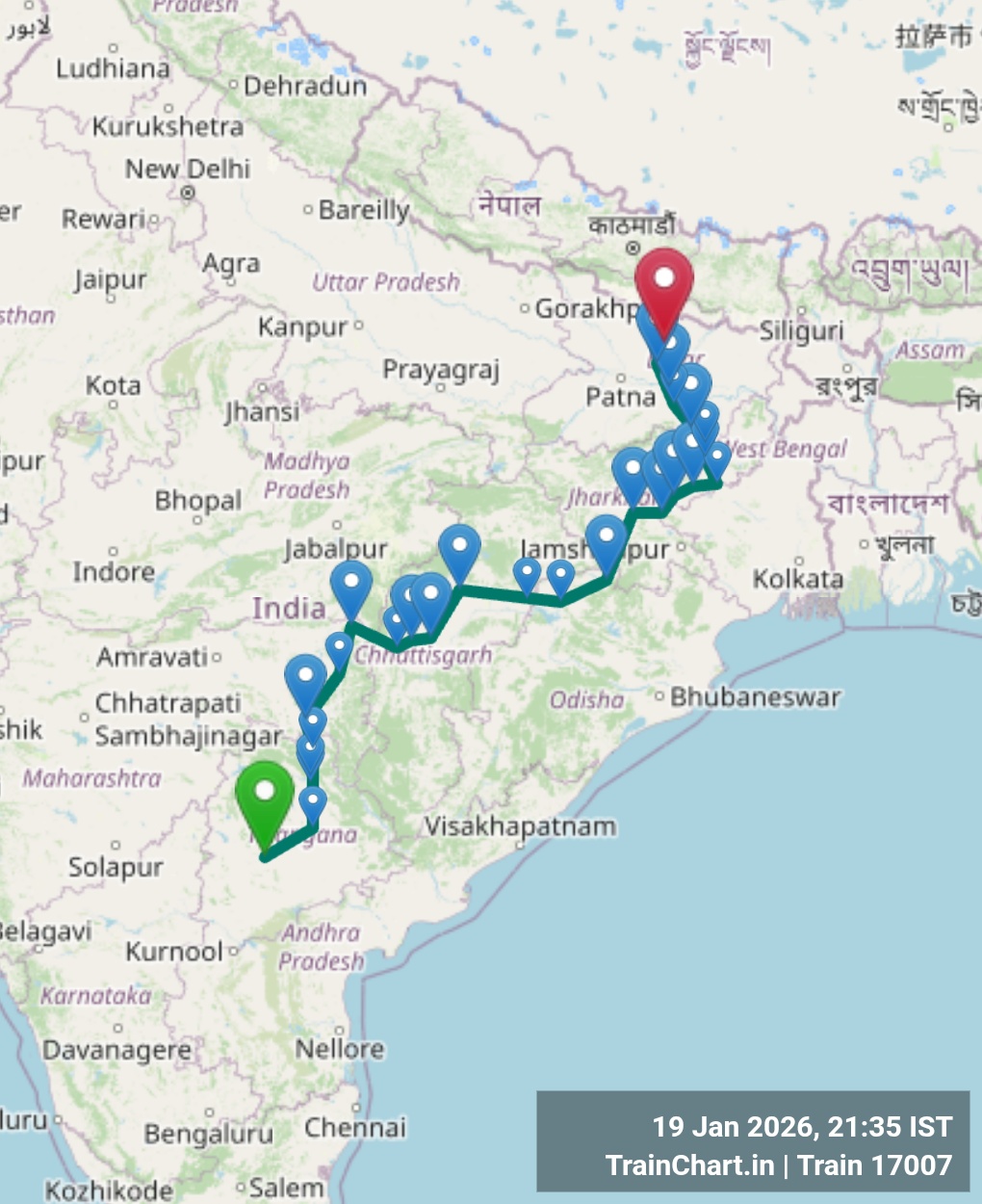 train 17007 map