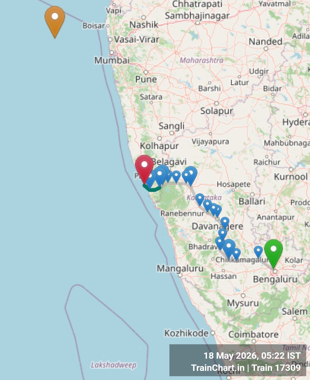 train 17309 map