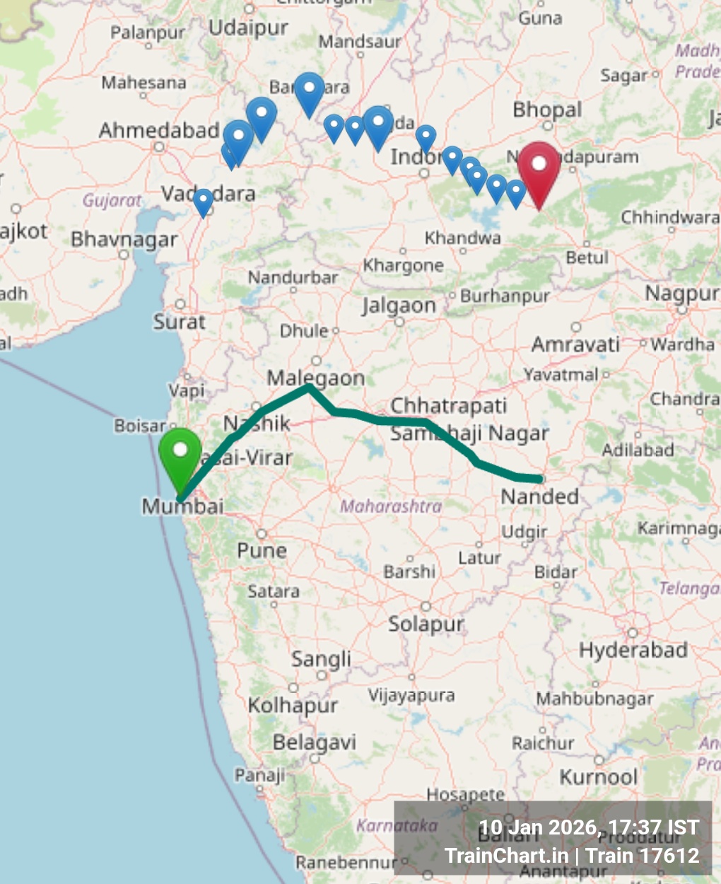 train 17612 map