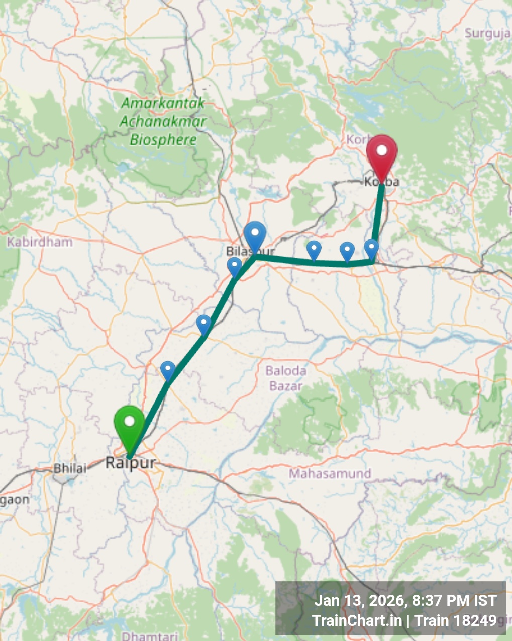 train 18249 map
