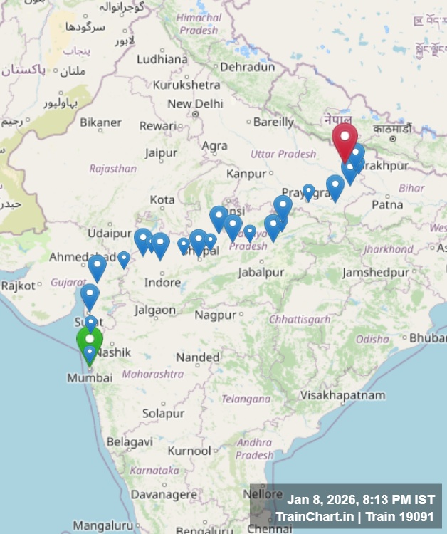 train 19091 map
