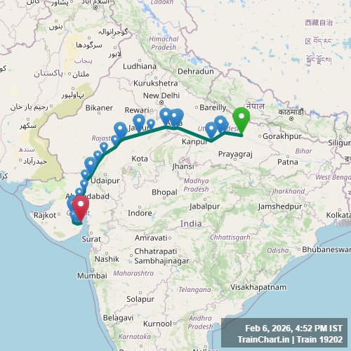train 19202 map
