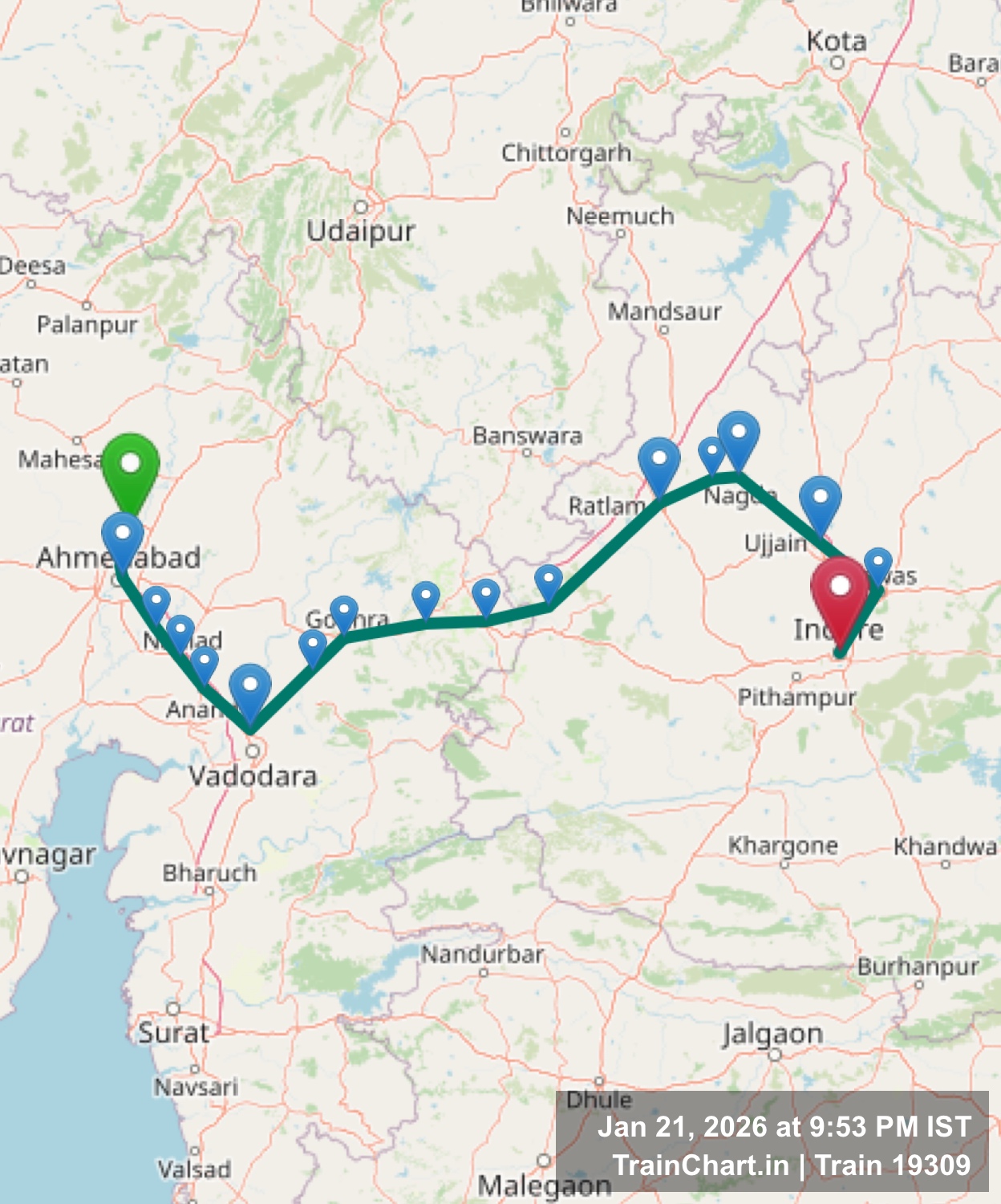 train 19309 map