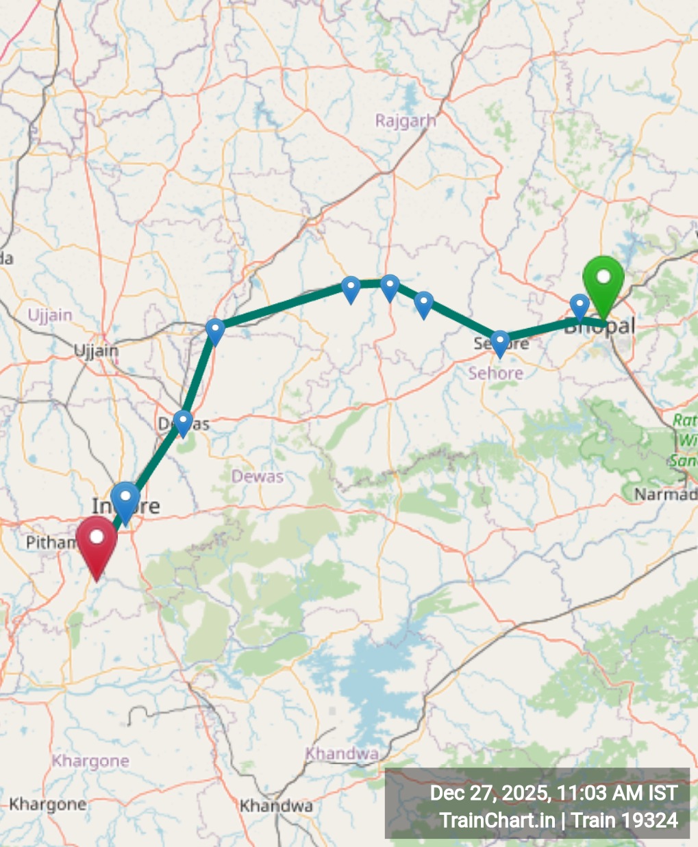 train 19324 map