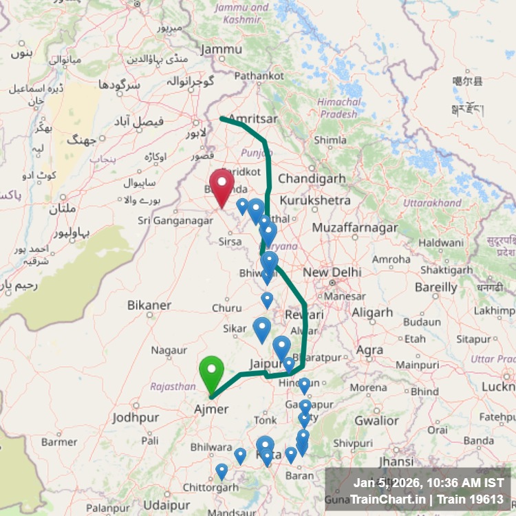 train 19613 map