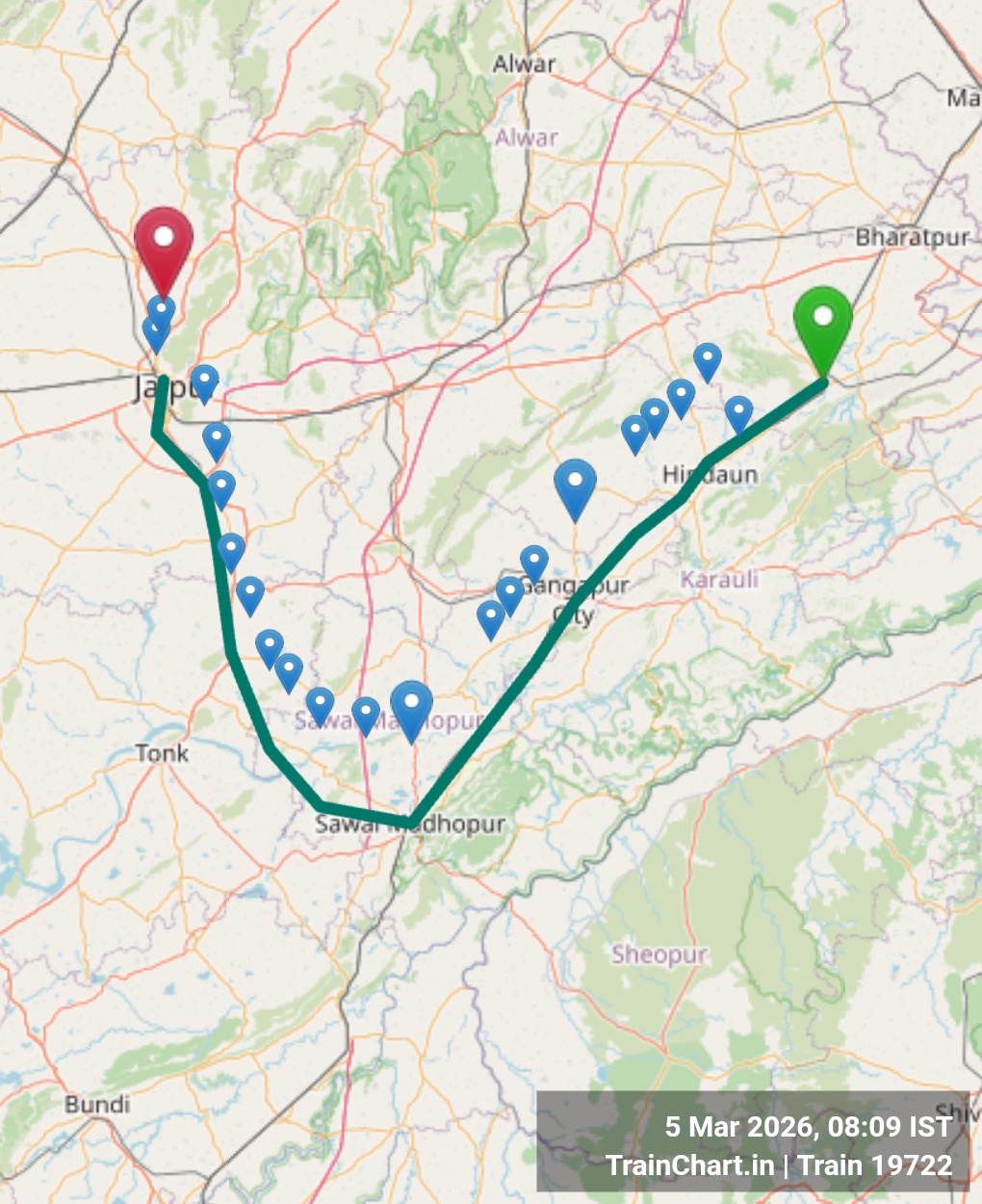 train 19722 map