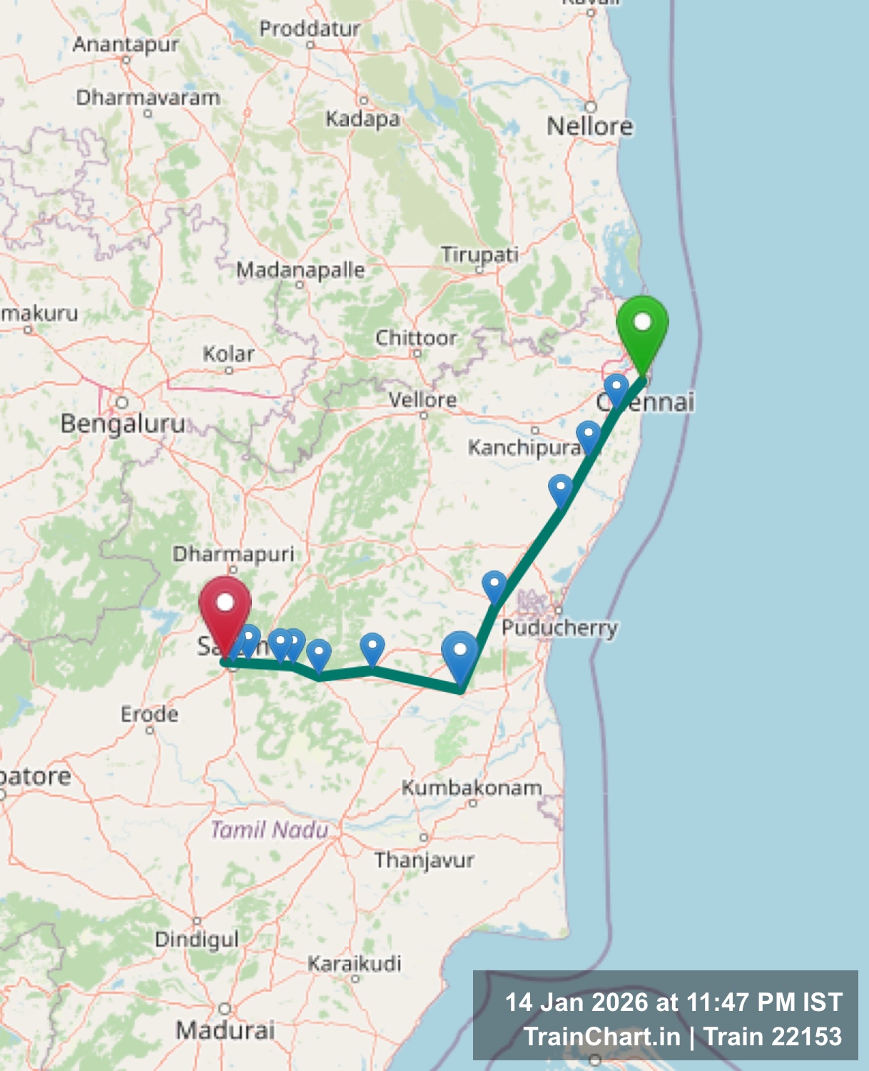 train 22153 map