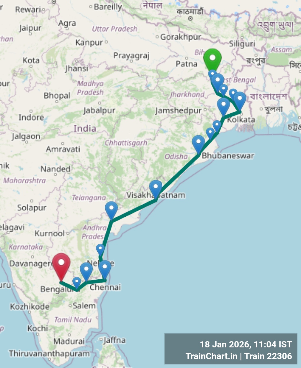 train 22306 map