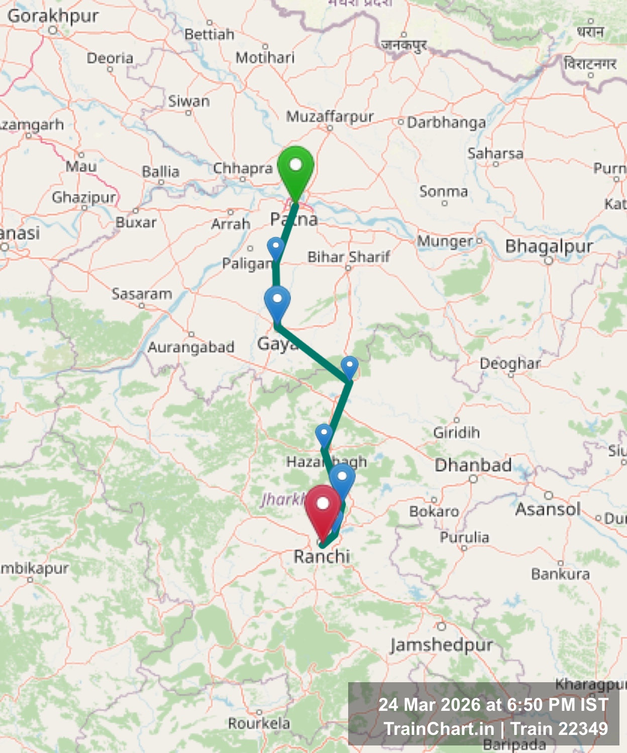 train 22349 map