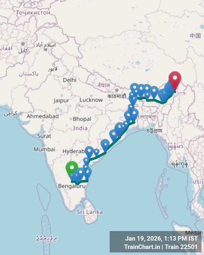 train 22501 map
