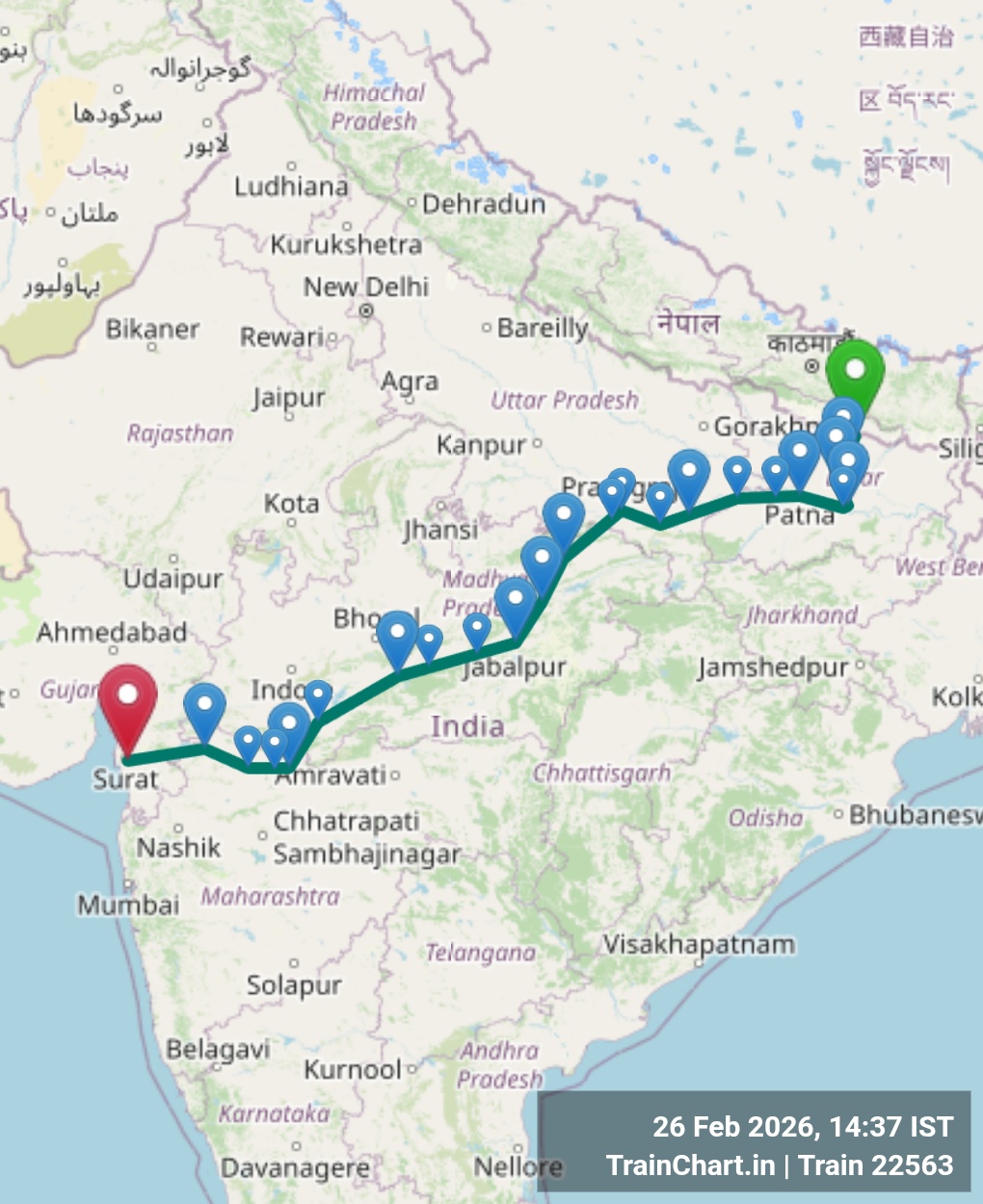 train 22563 map