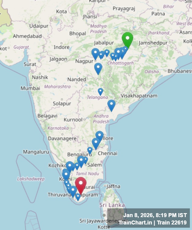 train 22619 map