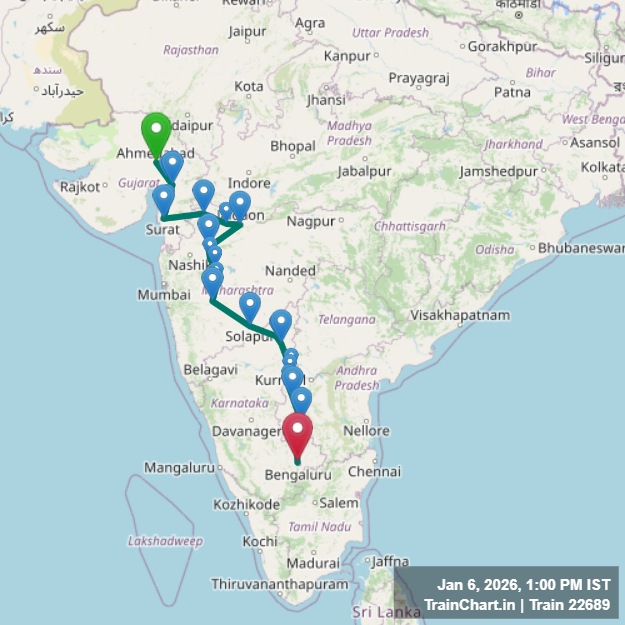 train 22689 map
