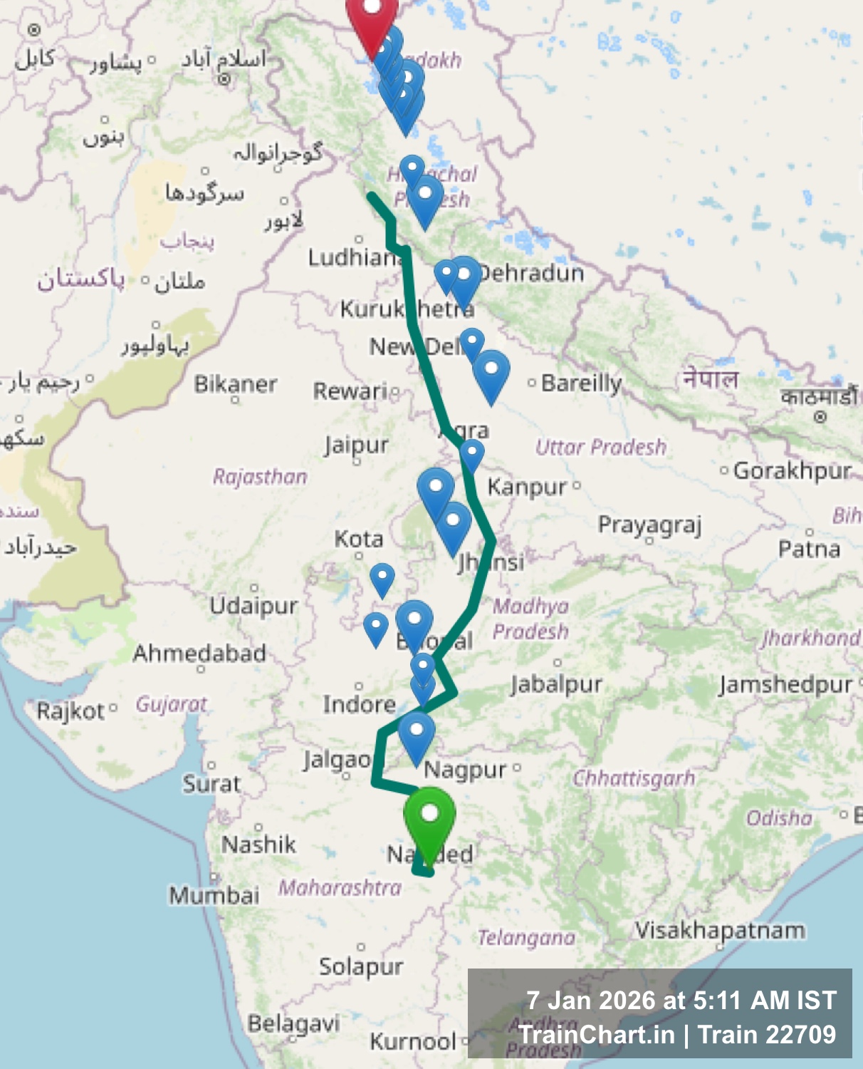train 22709 map