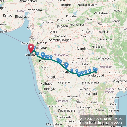 train 22731 map