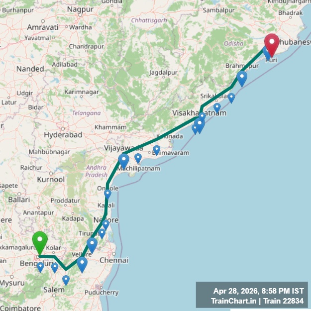 train 22834 map
