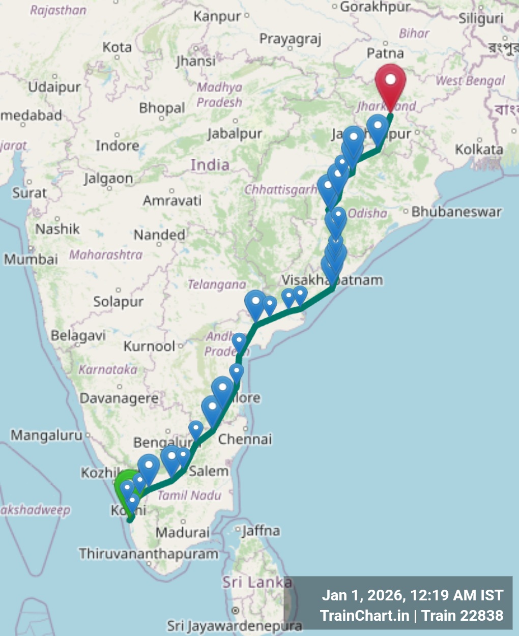 train 22838 map