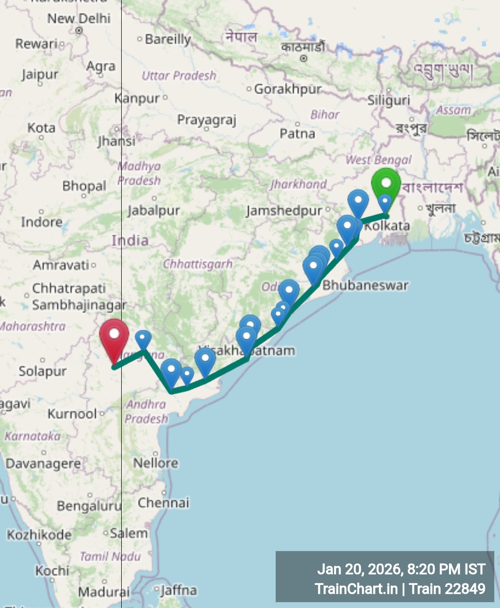 train 22849 map