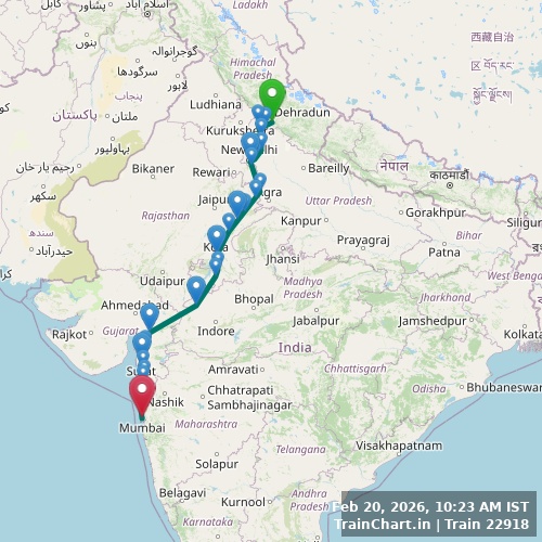 train 22918 map