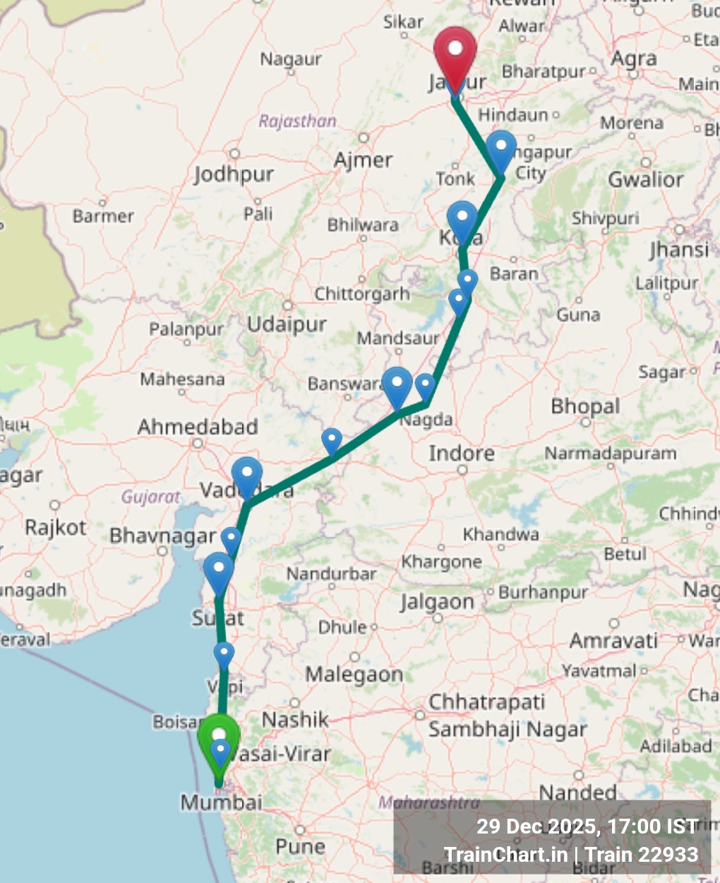 train 22933 map
